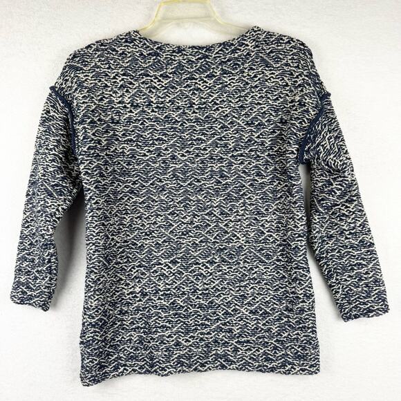 J. Crew Relaxed Wideneck Boxy Thick Textured Knit Sweater Navy M Preppy Minimal - Picture 9 of 14